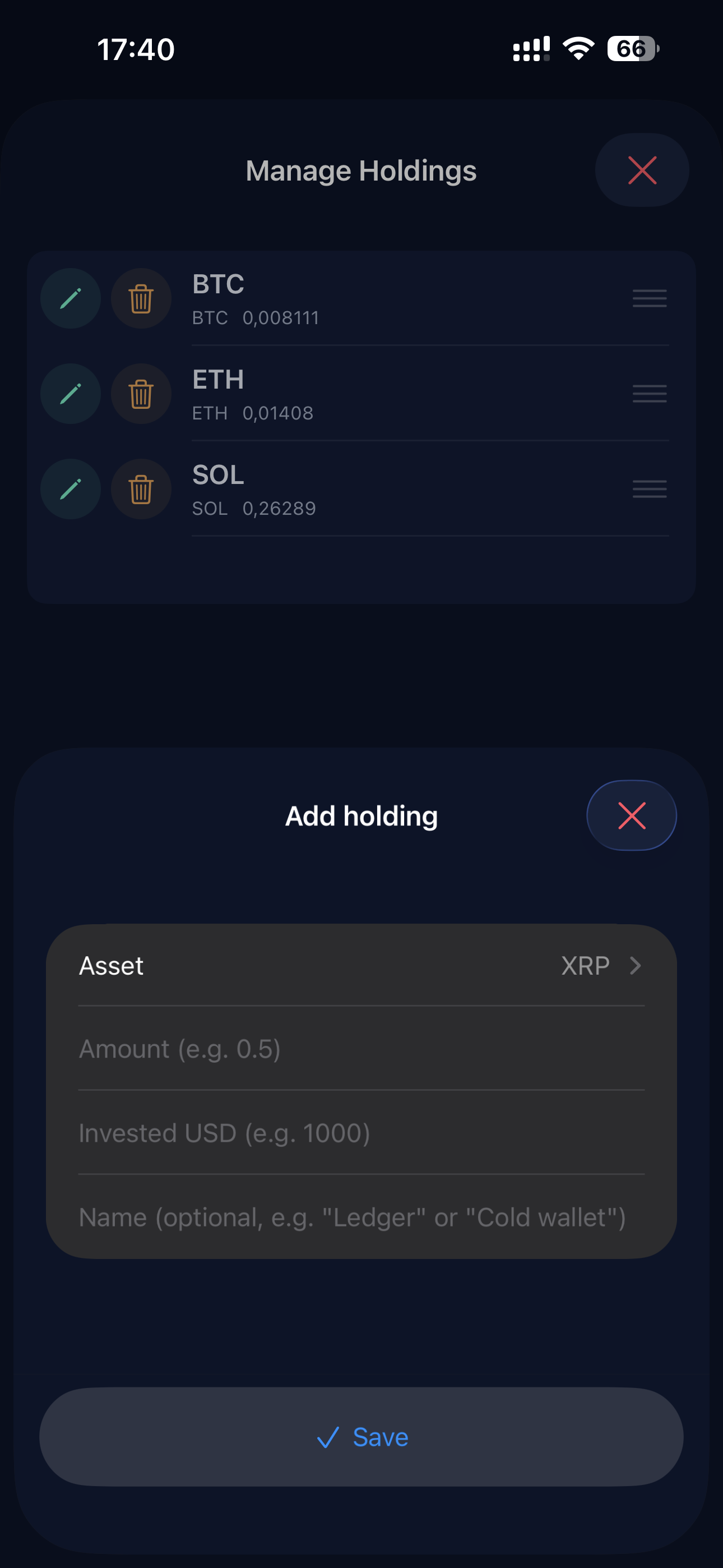 mintpeek manage holdings